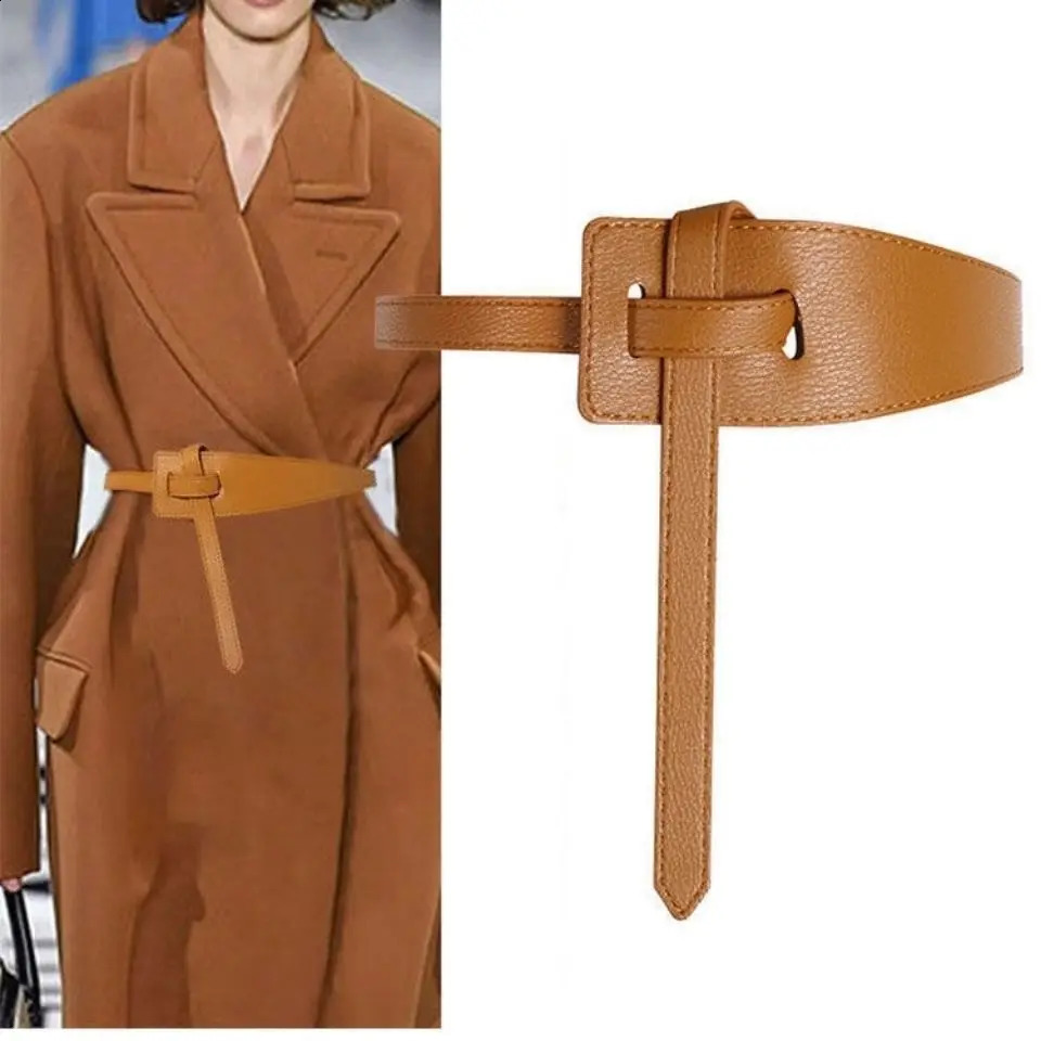 118CM Female Fashion Width Leather Belt for Women Tie Thin Red Black Belts Skirt Clothing Waistband Accessories 241225