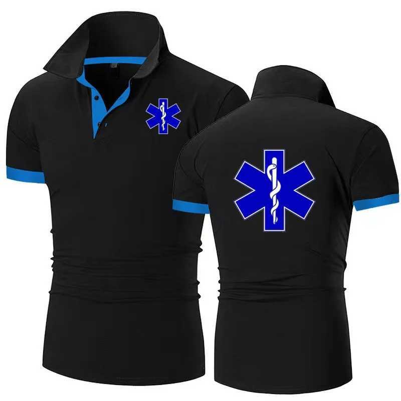 EMT nursing emergency medical service shirt shirt mens casual T-shirt high-quality matching colored cotton mens lapel shirt X241228
