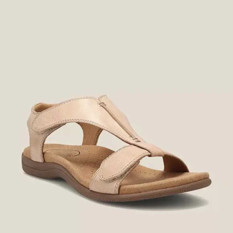 PU Leather Sandals for Women Summer Women Shoes Retro Lightweight Strap Ankle Walking Shoes Durable Soft Beach Slip on Sandalias M241227