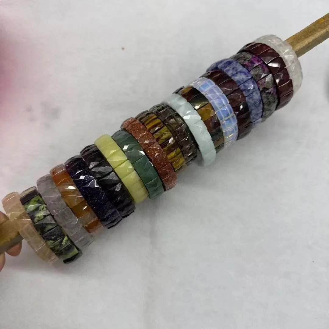 Natural Stone 9*12mm Faceted Bracelets Lapis Labradorite Crystal Red Jasper Agate Howlite Rhodonite Unakite For Wholesale 241227