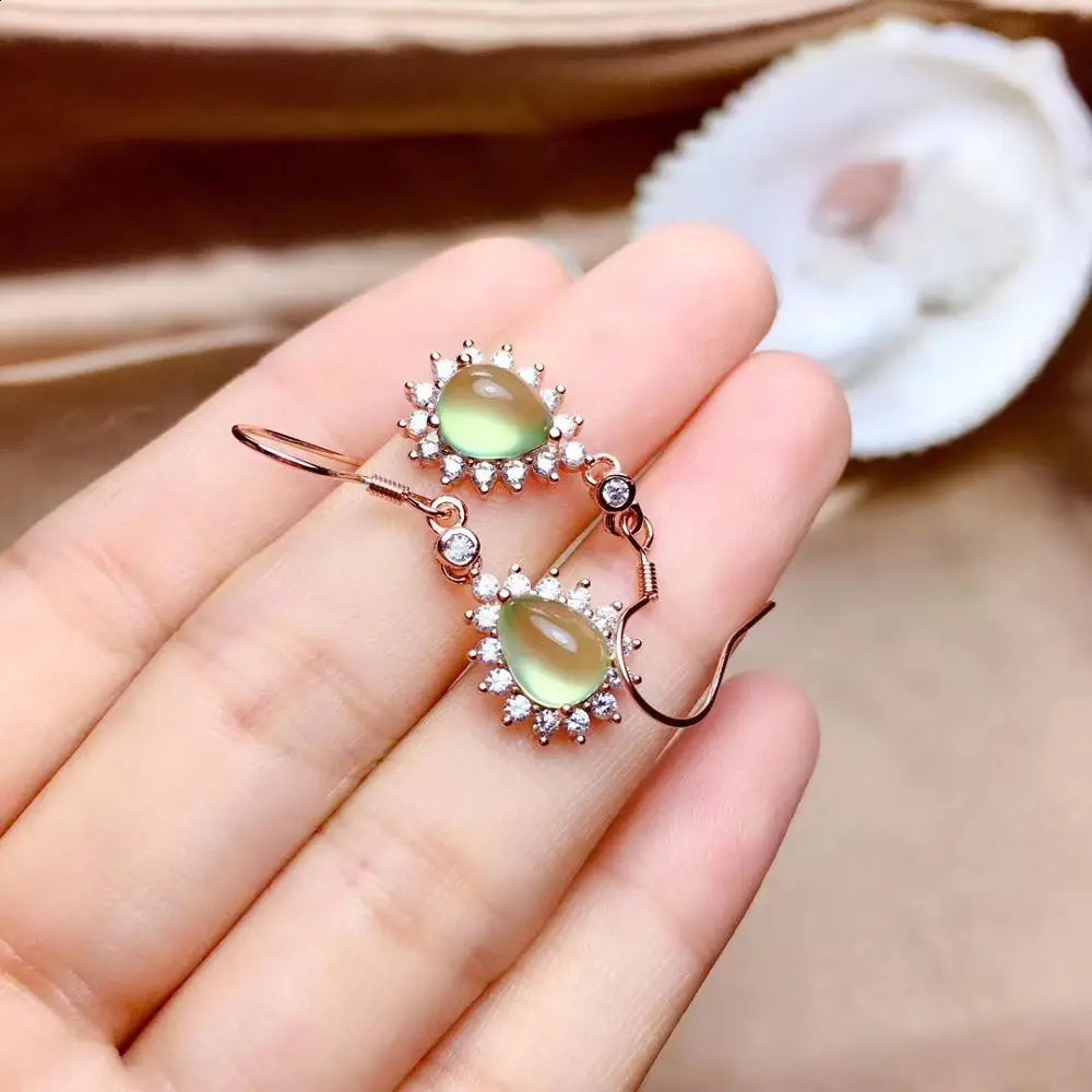 The GiftFor your girl Friend Prehnite Earring Natural And Real 925 sterling silver Prehnite Earring 241226