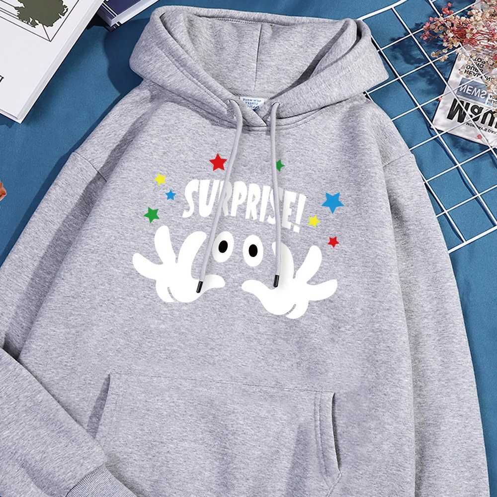 Surprise Cartoon Printed Hoodie Mens Warm Wool Hoodie High Quality Casual Pulling 2024 Autumn New Hoodie Soft Mens Wear X241228