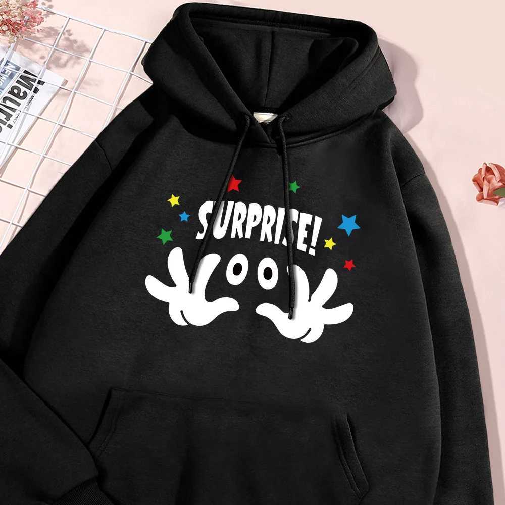 Surprise Cartoon Printed Hoodie Mens Warm Wool Hoodie High Quality Casual Pulling 2024 Autumn New Hoodie Soft Mens Wear X241228