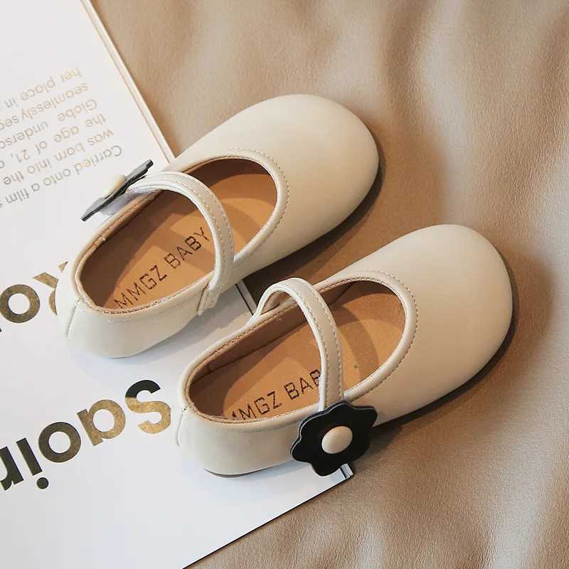 New 2024 Autumn Winter Princess Shoes Grils PU Leather Shoes Kids Fashion Flower Perform Casual Shoes Children Flats Size 21-30 W241228