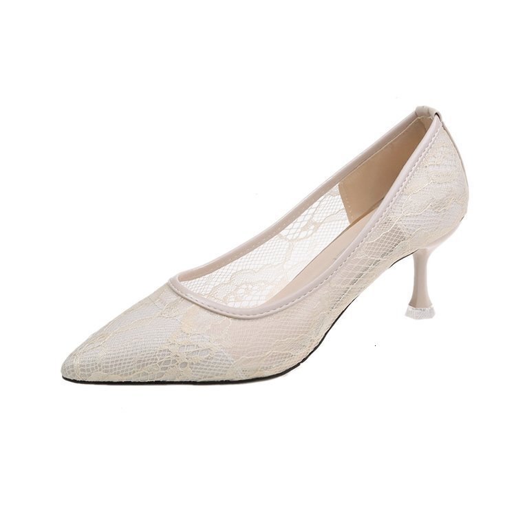 Autumn Summer Ddmywed New Korean Fashion Single Shoes Women S Lace Mesh Shallow Mouth Pointed Thin Elegant Ladies High Heels Chinese Brand F Ddmysatur