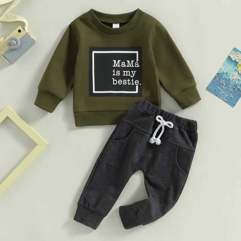 Newborn Baby Boy Pant Sets 2Pcs Outfits Autumn Clothes Long Sleeve Letter Pullover Tops and Pocket Pants Baby Items Clothing X2412281