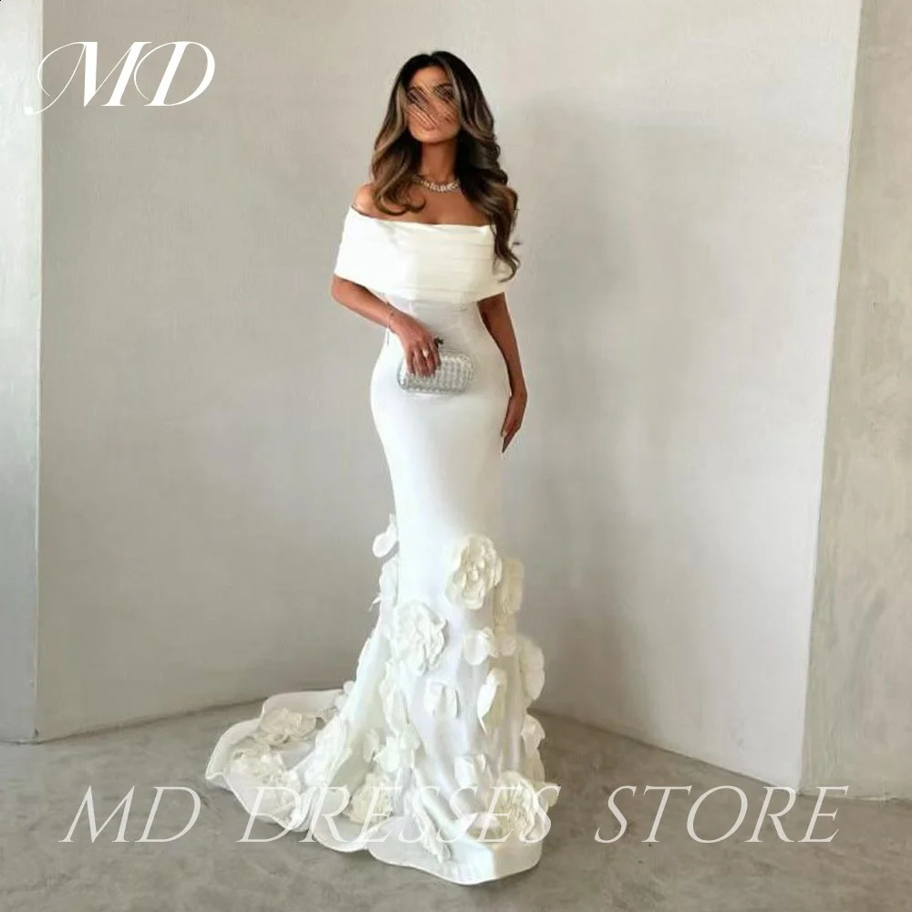 MD 2025 Elegant Sheath Evening Gown Dress Off The Shoulder With 3D Flower Special occasion Dress vestidos de fiesta customised 241220