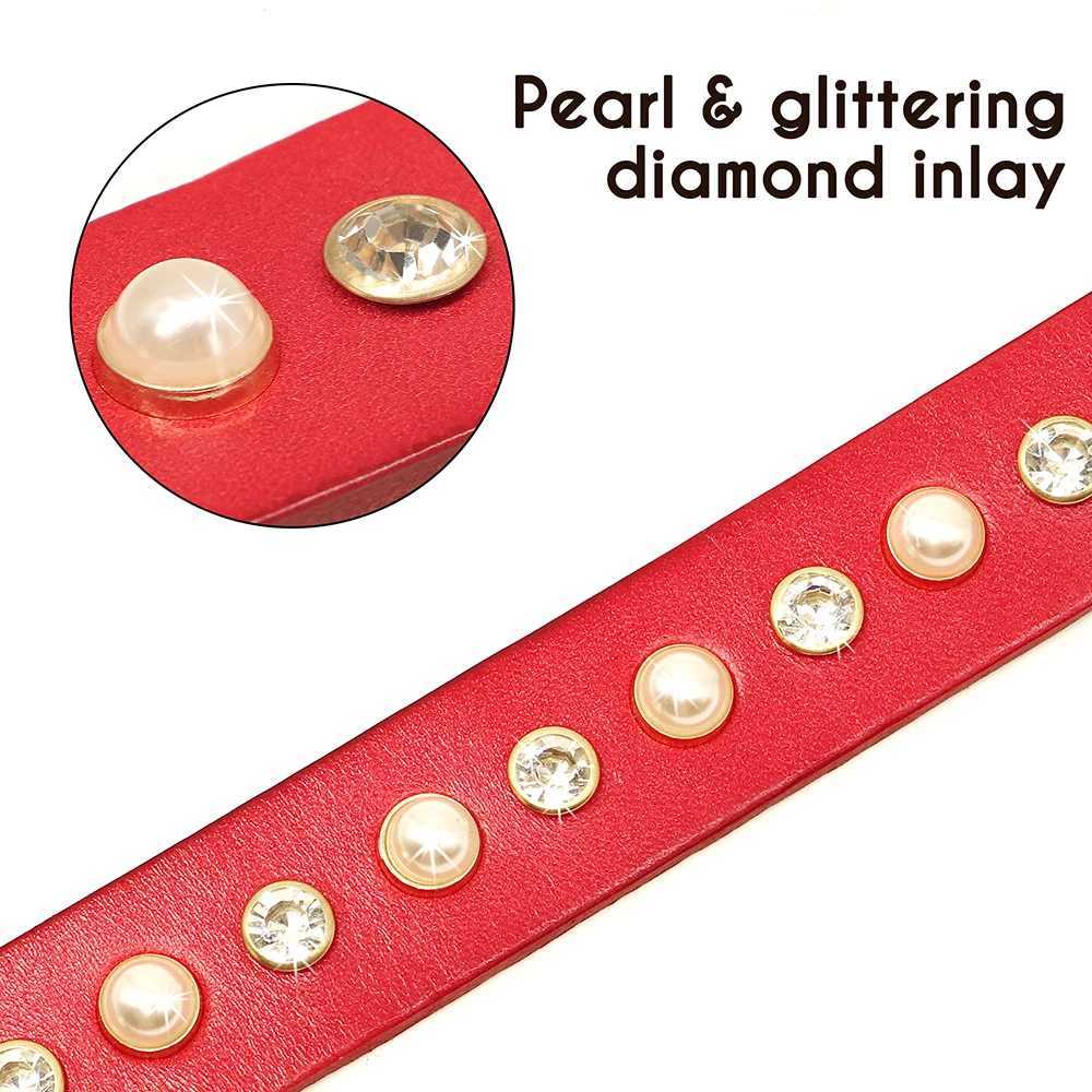 Leather small and medium-sized dog collar with adjustable rhinestone accessories pet dog collar belt set M241228