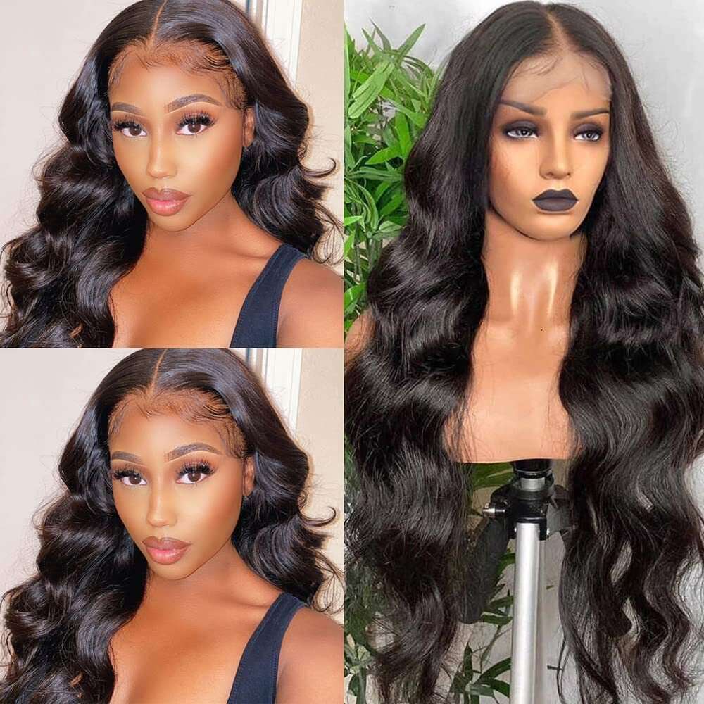 Female Wig 13 * 4 Front Lace Synthetic Headband, Black Medium Split Long Curly Hair, Body Wigs Kq2 Kq2