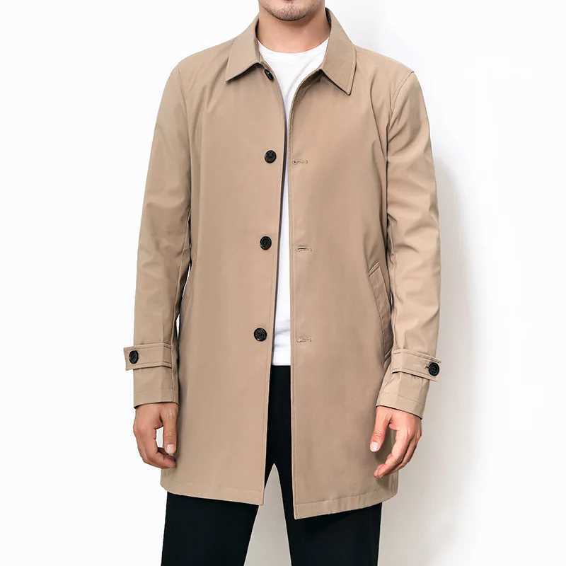Autumn Winter Casual Mens Overcoat Thick Windbreaker Coat Plus Size Long Black Trench Coat Male Outerwear Boys Trench Xxxl 4xl W241228