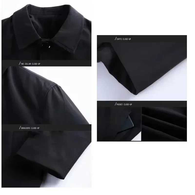 BROWON Brand Business Casual Trench Coats Men Turn-Down Collar Solid Color Long Mens Jacket 2024 Fashion Windbreaker Clothes Men W241228