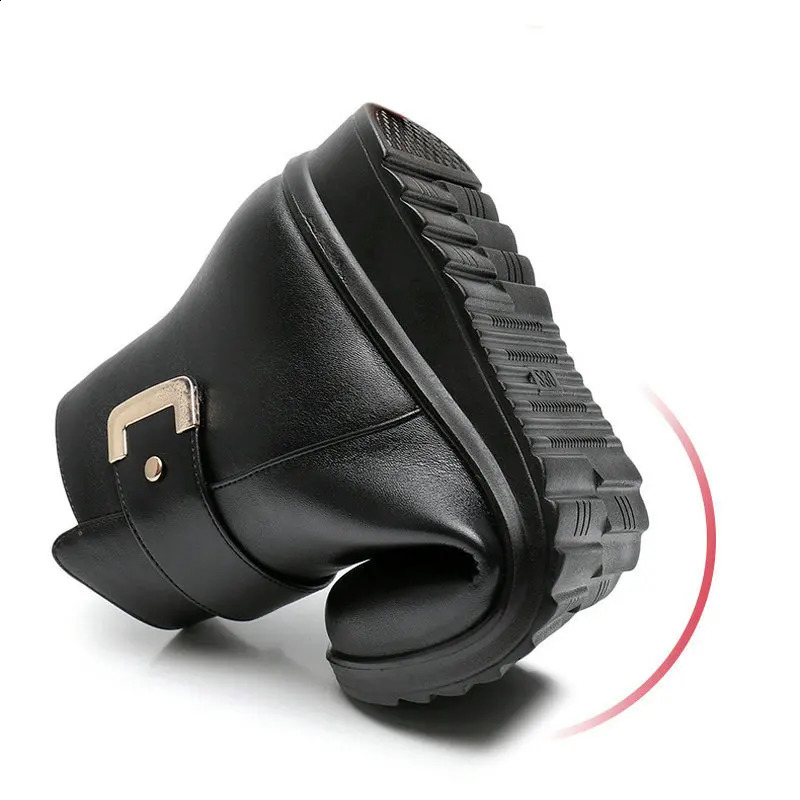 High Quality Fashion Winter BlackBoots Women Leather Warm Fur Ankle Boots Mother Outdoor Leisure Nonslip Snow Woman Shoes 241223