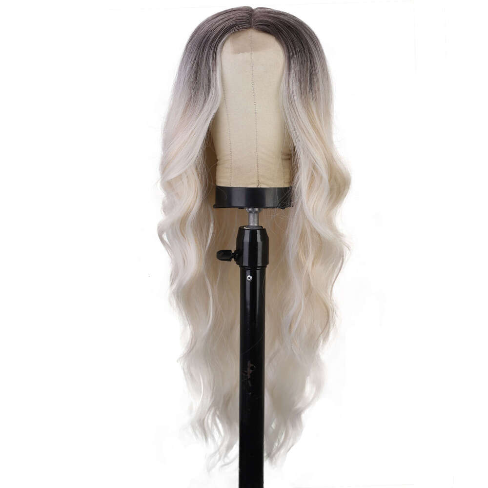 Chemical Fiber Women's Long Curly Hair With Gradually Changing Color In The Middle, Lace Wig Headband Wigs Kq1 Kq1
