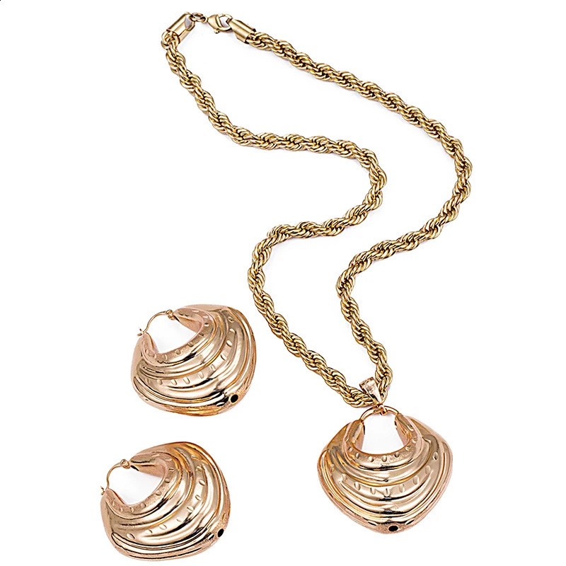 Ethlyn Wedding Jewelry Accessories for Women Hollow Oval Pendant Nigerian/African Jewelry Set Earrings Necklace Bridal Jewelry 241226