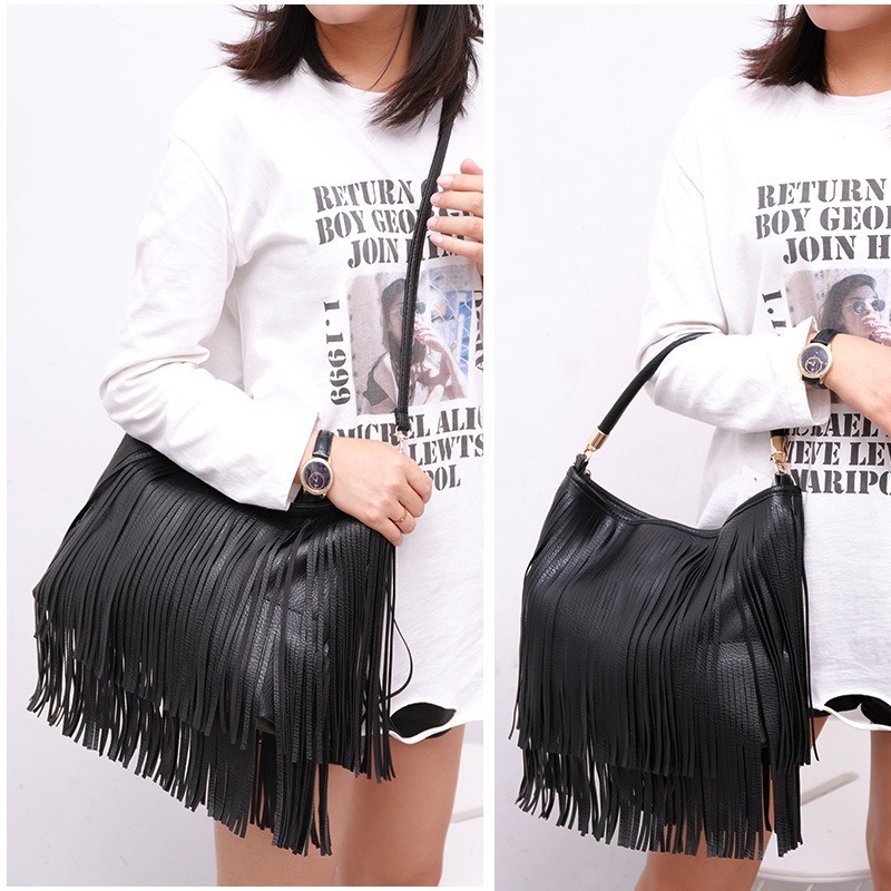 Fashion American Fringe Lady Purse Women Shoulder Bag Female PU Leather Handbags Crossbody Office