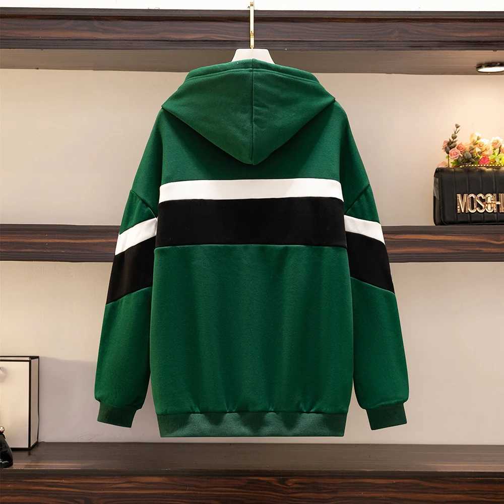 Plus size womens winter casual hoodie plus fleece thickened wool lining warm design personality character embroidery special X241228