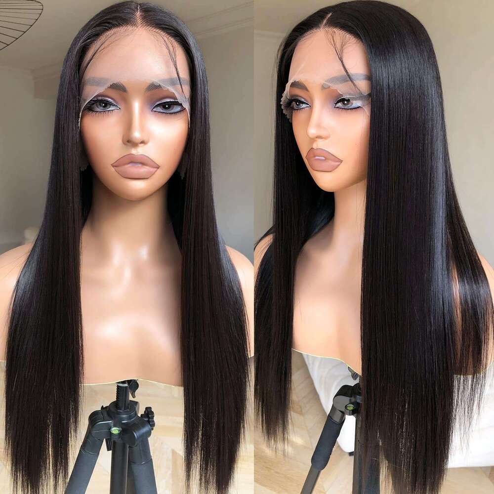Front Lace Black High-Temperature Silk, Medium Length Straight Hair, Synthetic Wig, Wig Kq2 Kq2