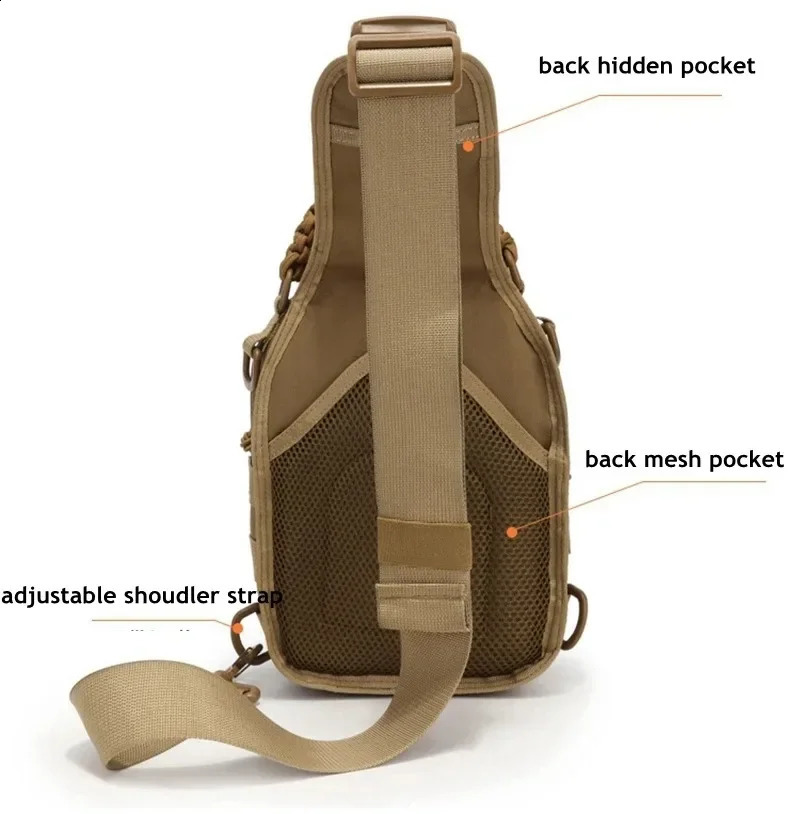 Mens Outdoor Chest bag Camo Shoulder Bag Sling Backpack 900D Oxford Mountain Camping Fishing Trekking Molle Mi 241228