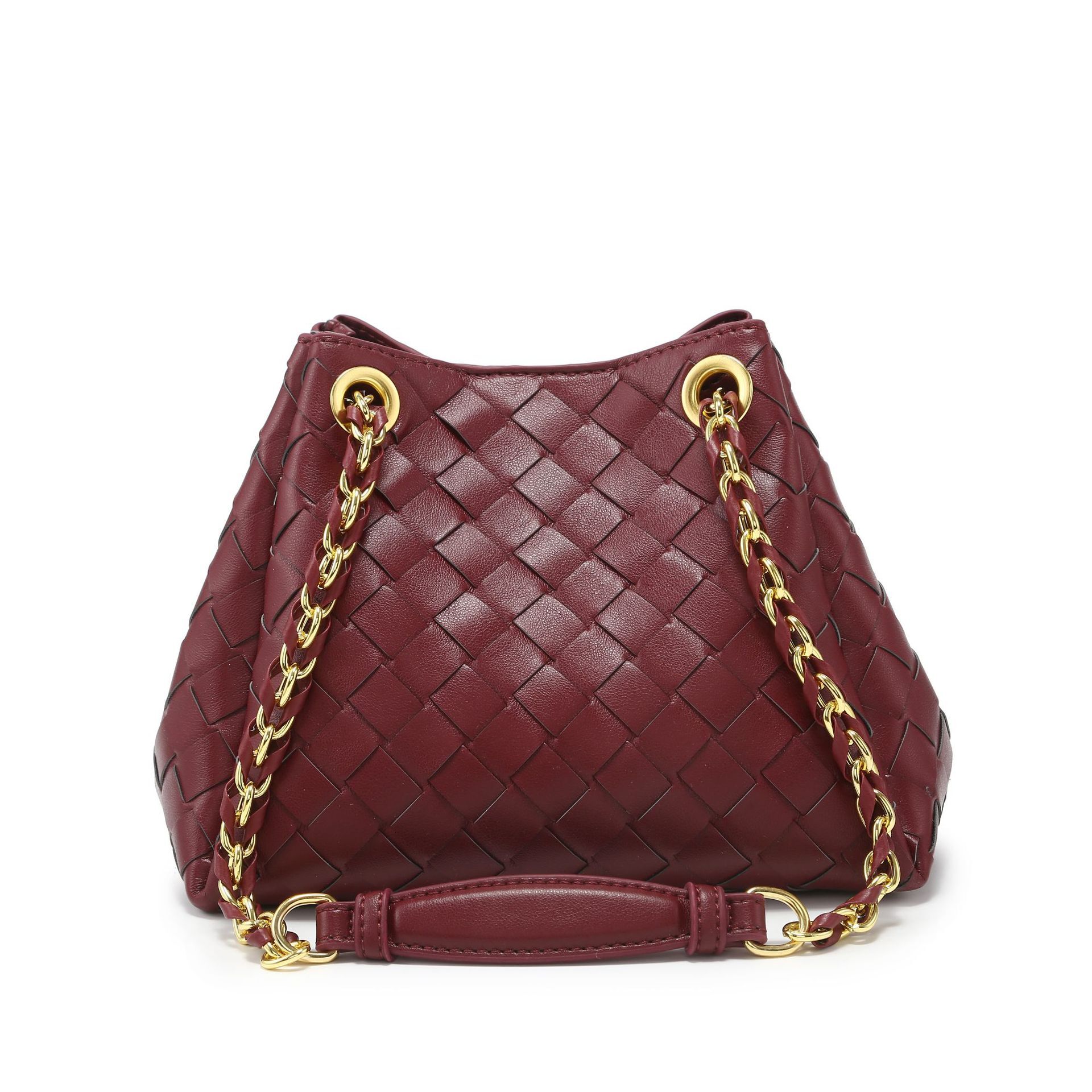 Bag Woven Metal Rope Buckle Shoulder Hand-Held Commuting Bucket Bag, Versatile And Fashionable Parachute Bag For Women