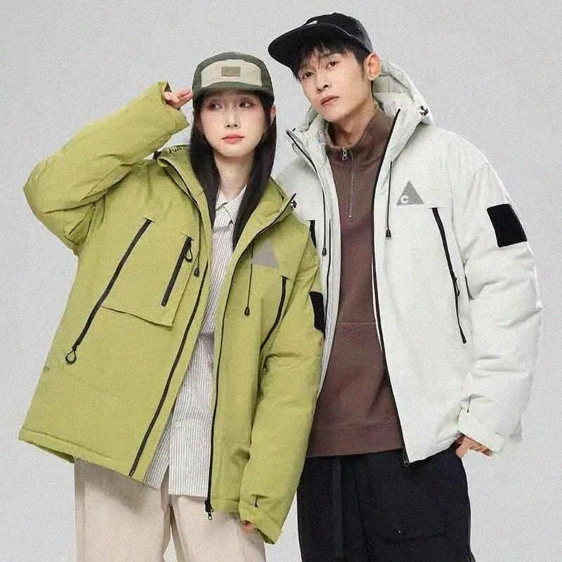 Fashion classic acgs winter men's and women's mountaineering outdoor sports down quilted hoodie arm scan graphic pullover windproof waterproof thermal jacket