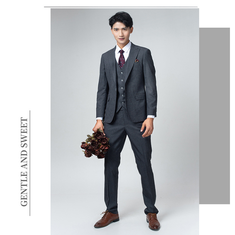 3224 Retro British style men's plaid suit youth business