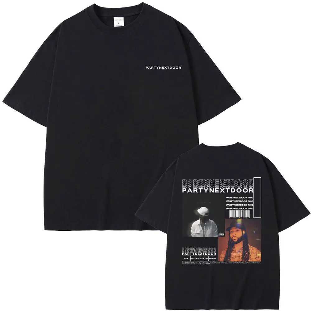 Rapper Partynextdoor Two Album Double Sided Print Tshirt Male Hip Hop Vintage T-shirts Mens Oversized Strtwear X241228