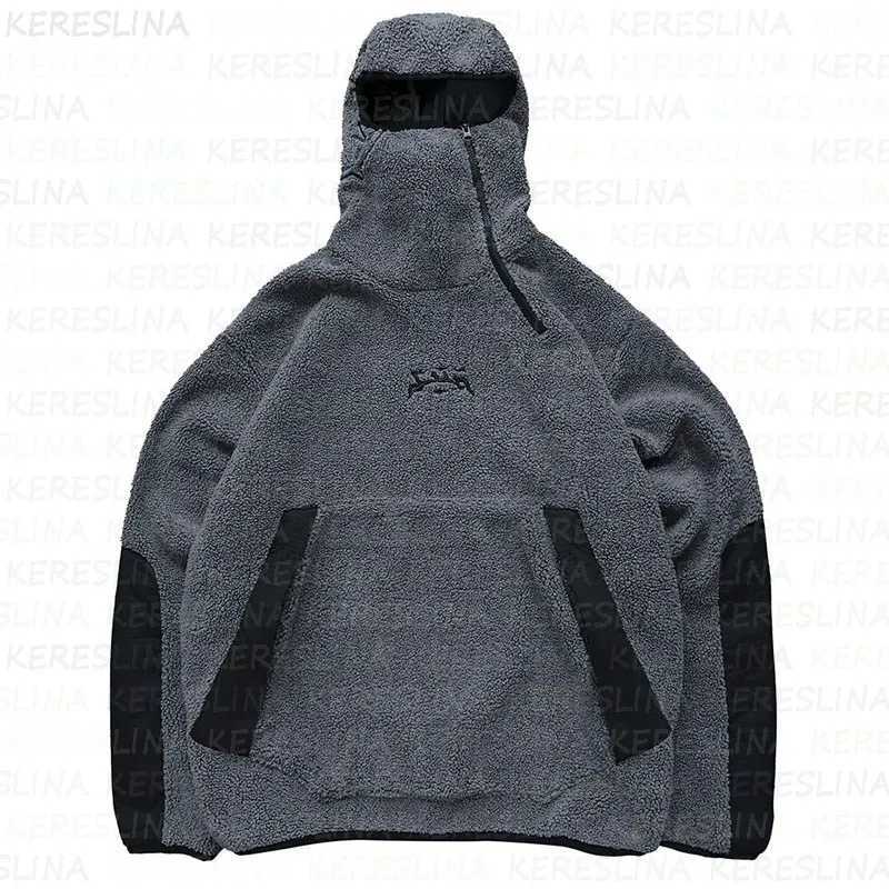 Retro Street Wool Warm Hoodie Mens Winter Street Clothing Casual Y2k Pattern Sportswear Hoodie Top X241228