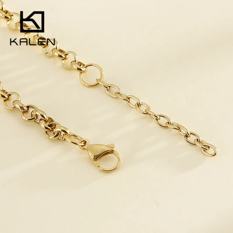 Kalen Creative Multiple Circles Jewelry Sets For Women Gold Stainless Steel Western Style Femme Choker Necklaces Earrings 241226