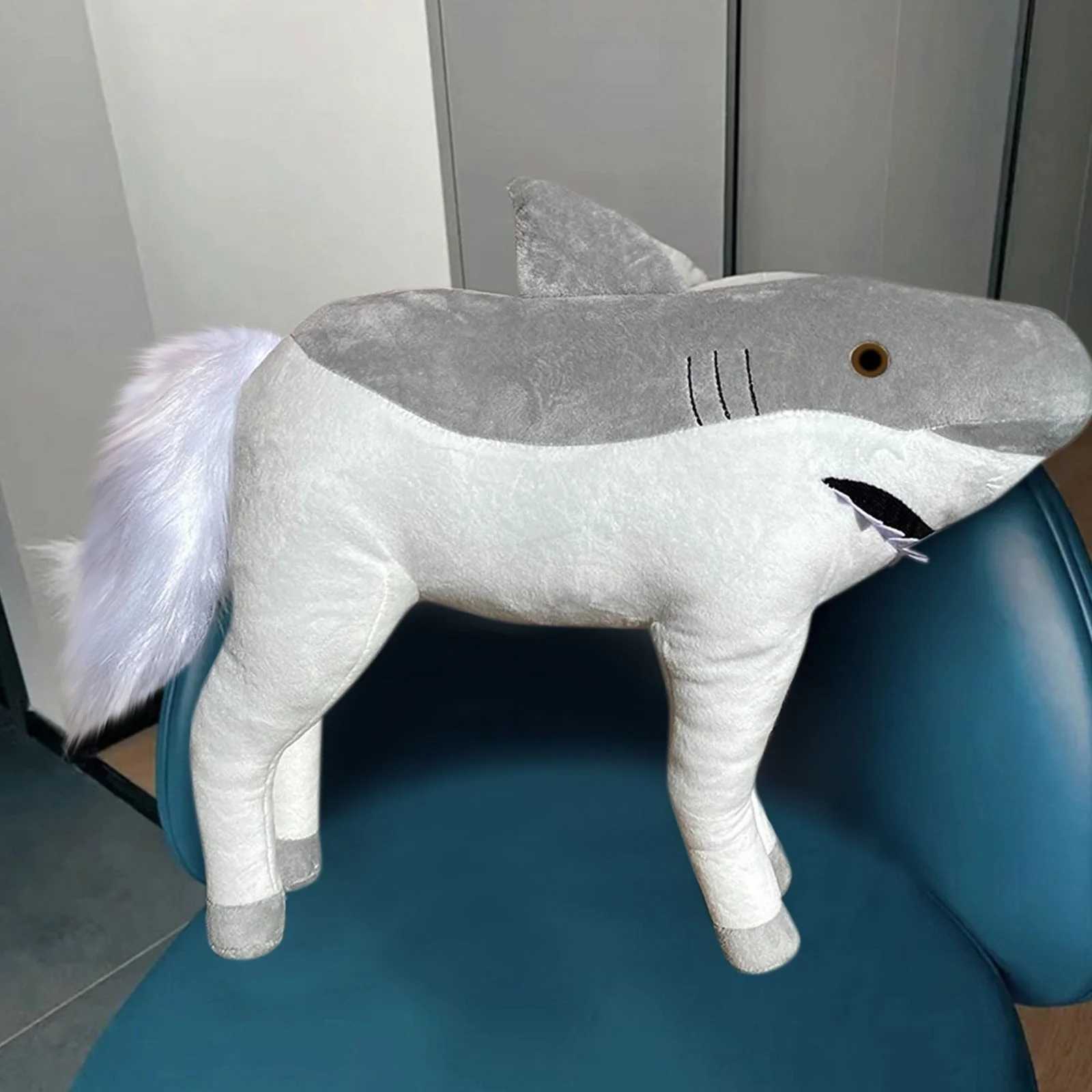 40/50/60cm Shark Horse Soft Stuffed Plush Toy Stuffed Shark Head Horse Body Model Doll Pillow Toy For Kid Children Birthday Gift X241227