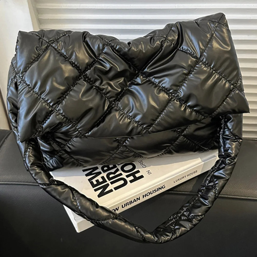 Puffer Tote Bag for Women Fashion Quilted Shoulder Bag Winter Down Cotton Padded Crossbody Bag Nylon Padding Handbags Purse 241227