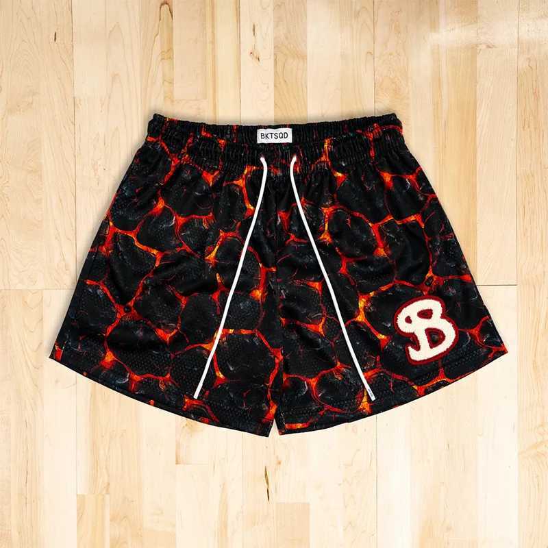 American BKTSQD trendy mesh retro shorts for mens casual quick drying sports running and fitness basketball quarterback XJ250228