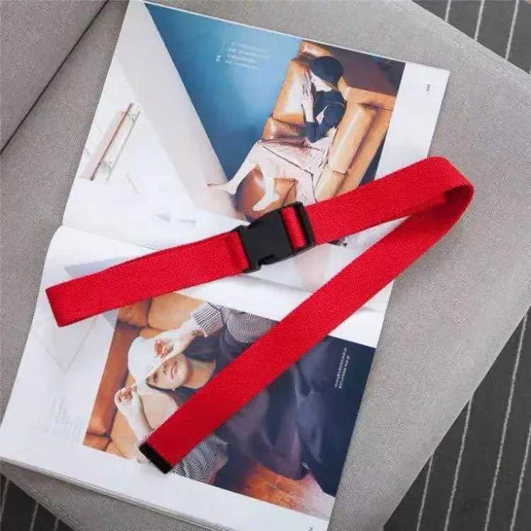 Adult adjustable full matching belt with neutral Korean canvas strap retro plastic buckle elastic solid color long waistband W241228