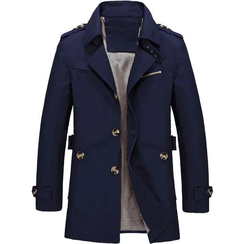 Spring Autumn and Winter Fashion Street Coat Mens Business Coat Long Jacket Pure Cotton Casual Windbreaker Coat W241228
