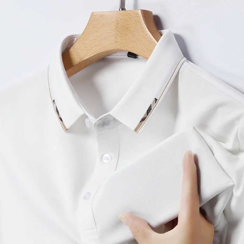 2024 mens solid color cotton business casual shirt shirt summer fashion short sleeved comfortable breathable top X241228