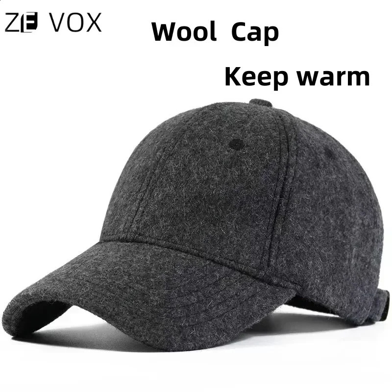 Mens Baseball Cap Wool Winter Hat Thickened Big Head Circumference Hat Fashion Warm Trucker Cap Outdoor Sport Dad Hat 241227