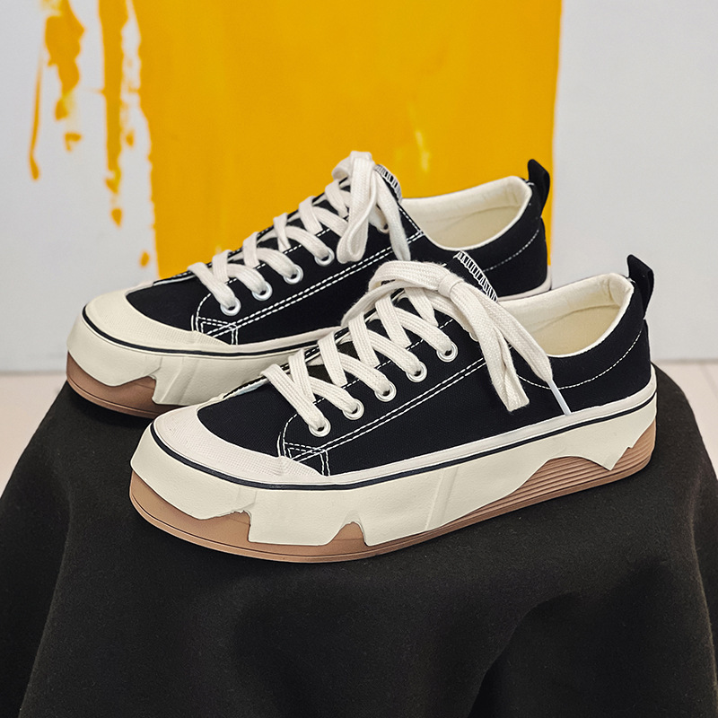 Men Casual New Fashion Thick Sole Simple Versatile Leisure Style Lace-Up Trendy Comfort Designer Shoes Triple Black Beige fashion
