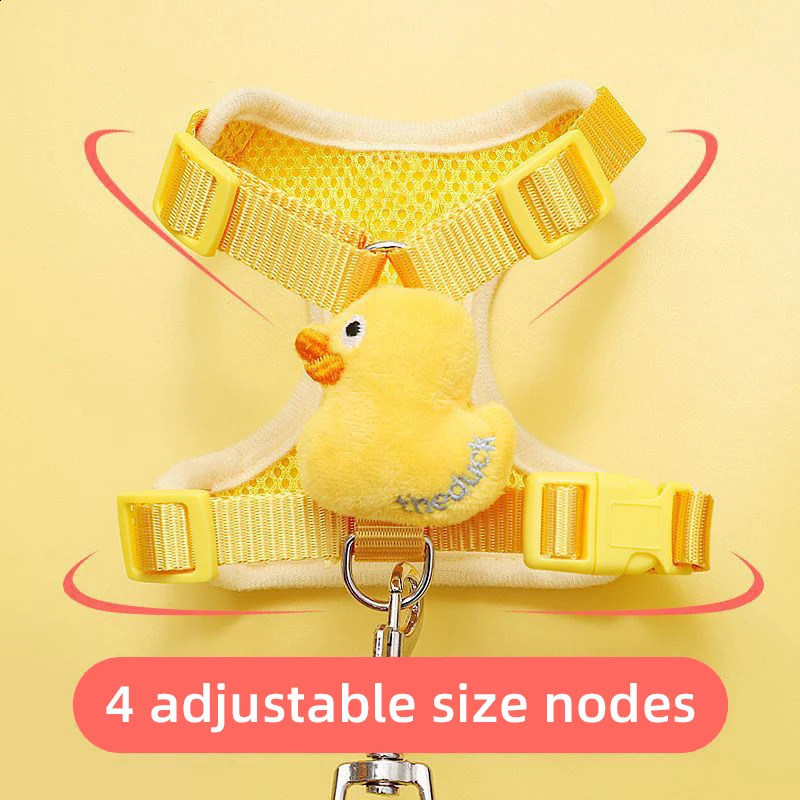 Pest Boss Soft Mesh Small Cartoon Duck Dog Harness and Leash Cat Harness and Leash Set Adjustable Vest for Pet Kitten 241227
