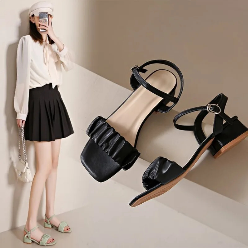 Sandals womens high heels with skirt in summer wear a line with temperament women shoes fairy style single casual 241228