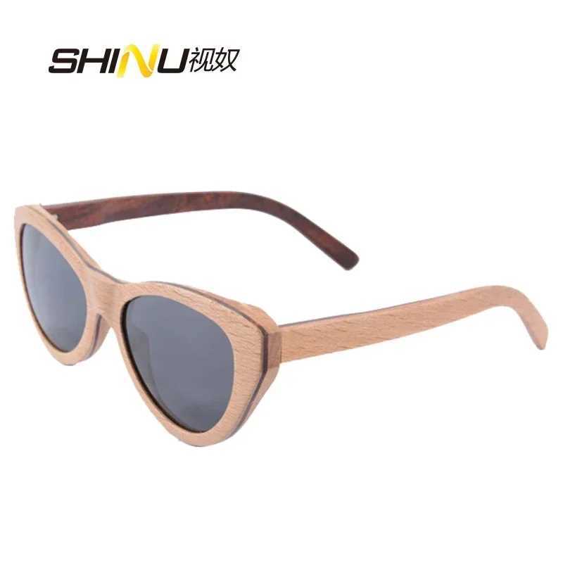 Shinu Brand Sunglasses Polarized Women Design Vintage Handmade Nature Wooden Sunglasses Men Cat Eyes Sun Glasses ShadesXJ241228