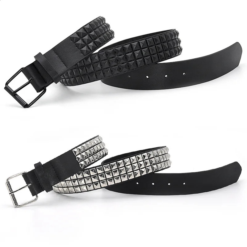 Pyramid Fashion Rivet Belt Men Womens Studded Punk Rock With Pin Buckle Drop Black 241225