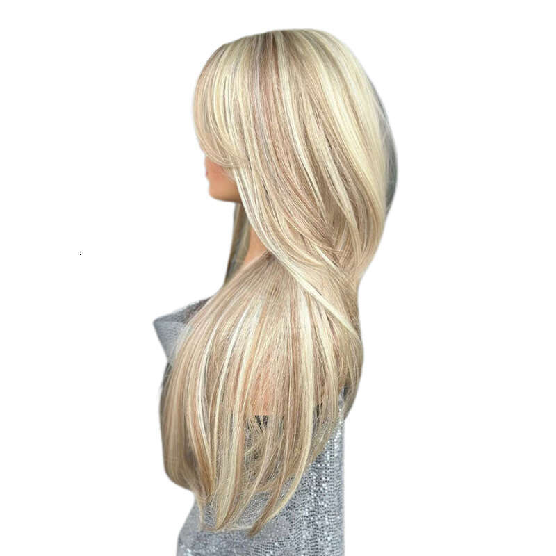 Natural Wave Bangs, Mixed Colors, Lace, Full Top Wig, Headband, High Temperature Silk Can Be Straightened And Rolled, Wavy Kq1 Kq1