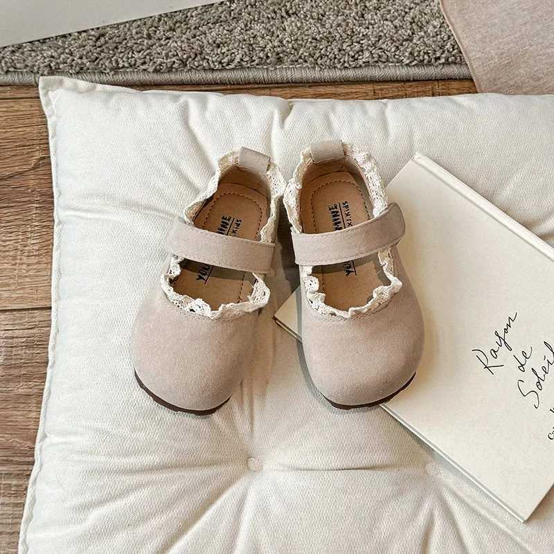 Spring Autumn Kids Flats Shoes Ruffles Shallow Toddler Girls Princess Shoes Soft Hook Loop Non Slip Children Single Shoes W241228