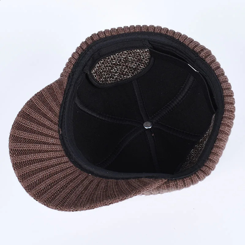 Winter Cap Man Russian Earflap Hat Autumn Ushanka Outdoor Warm Thick Knit Fleece Lined Hat Dad Baseball Caps Black 241227