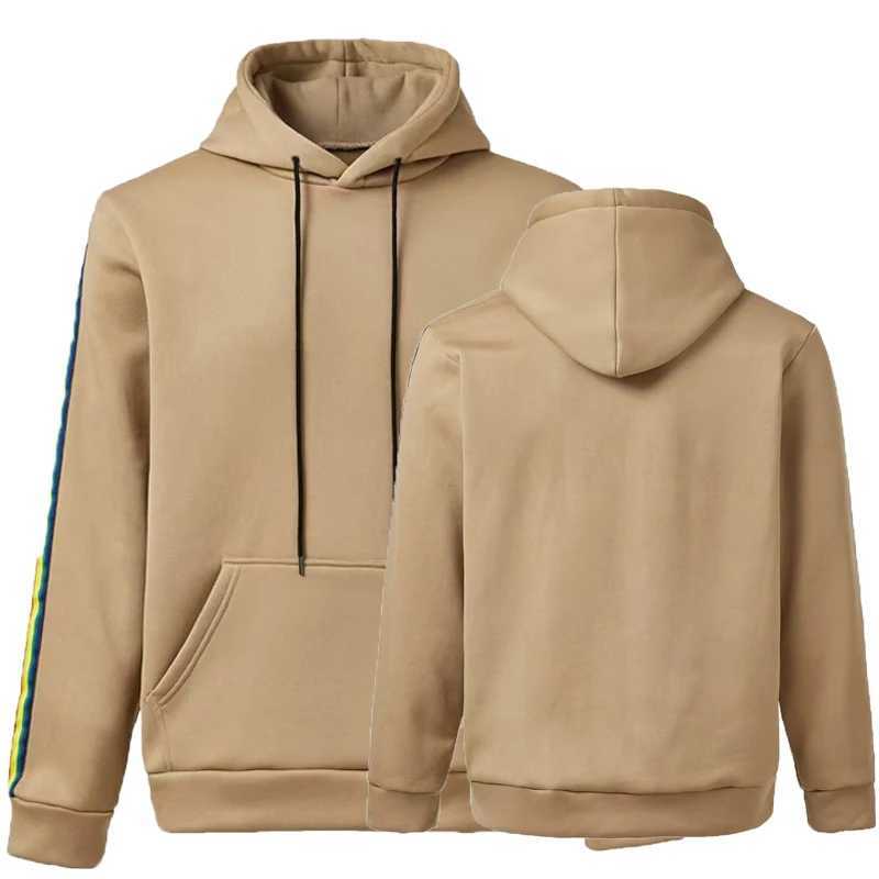 2025 mens and womens new hooded sweatshirt mens solid color sweatshirt womens and mens long sleeved inserted pocket pullove X241228