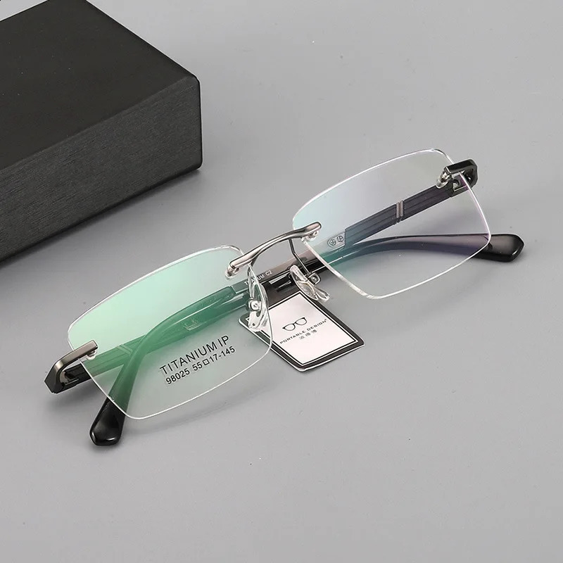 HDCRAFTER Vintage Rimless Glasses Frame Men Optical Myopia Prescription Eyeglasses Frame Women High-quality Eyewear 241227