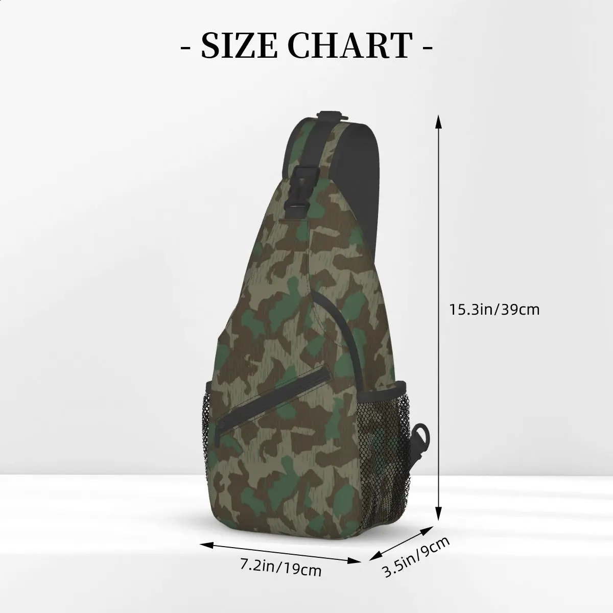 German Splittermuster Camouflage Crossbody Sling Bag Small Chest Bag camo Shoulder Backpack Daypack Hiking Travel Cycling Bag 241228