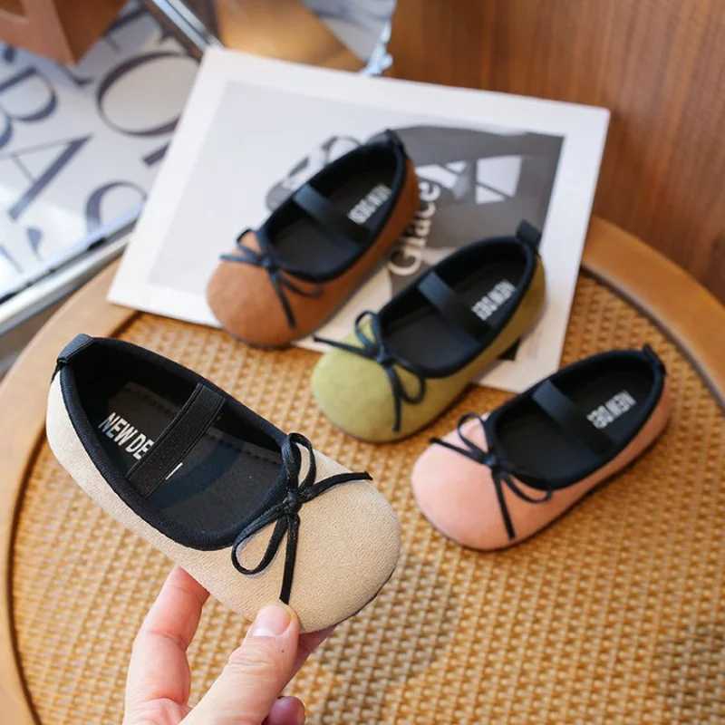 Baby Girls Princess Shoes Leisure Solid Color Bowtie Kids Ballet Flats Toddler Light Elastic Band Autumn Childrens Flat Shoes W241228