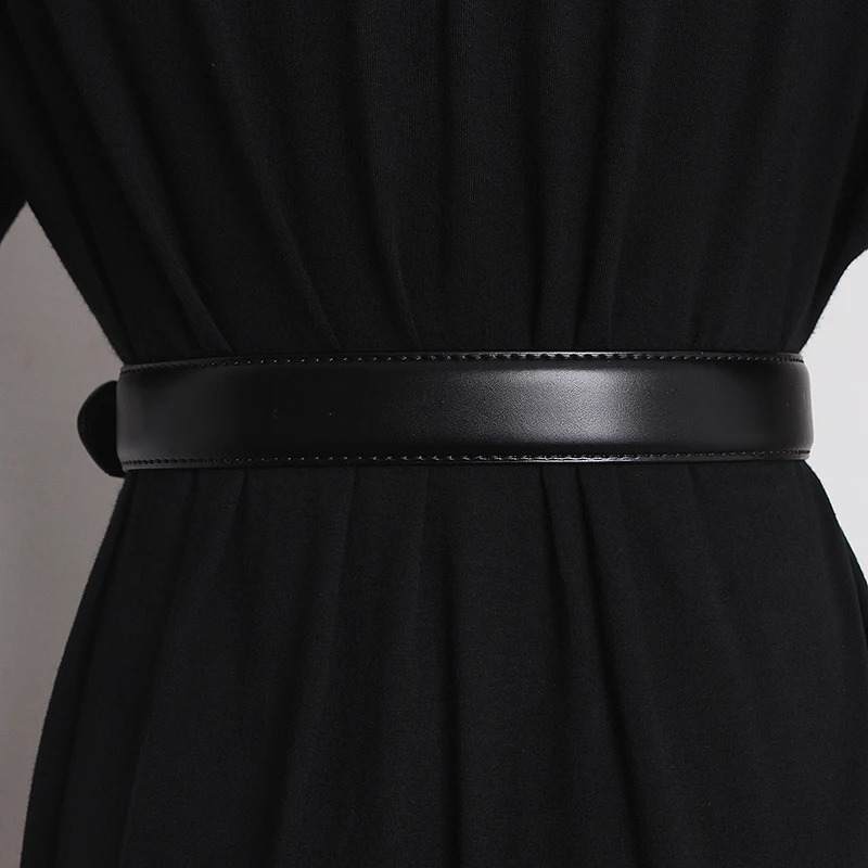 Womens Runway Fashion Genuine Leather Cummerbunds Female Dress Corsets Waistband Belts Decoration Narrow Belt TB2059 241227