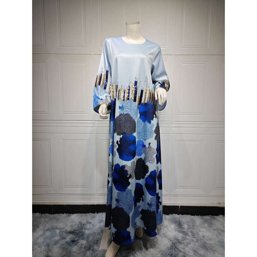 Arab Dubai Muslim Robe Women's Gul'dan Bead Embroidered Fashion Dress