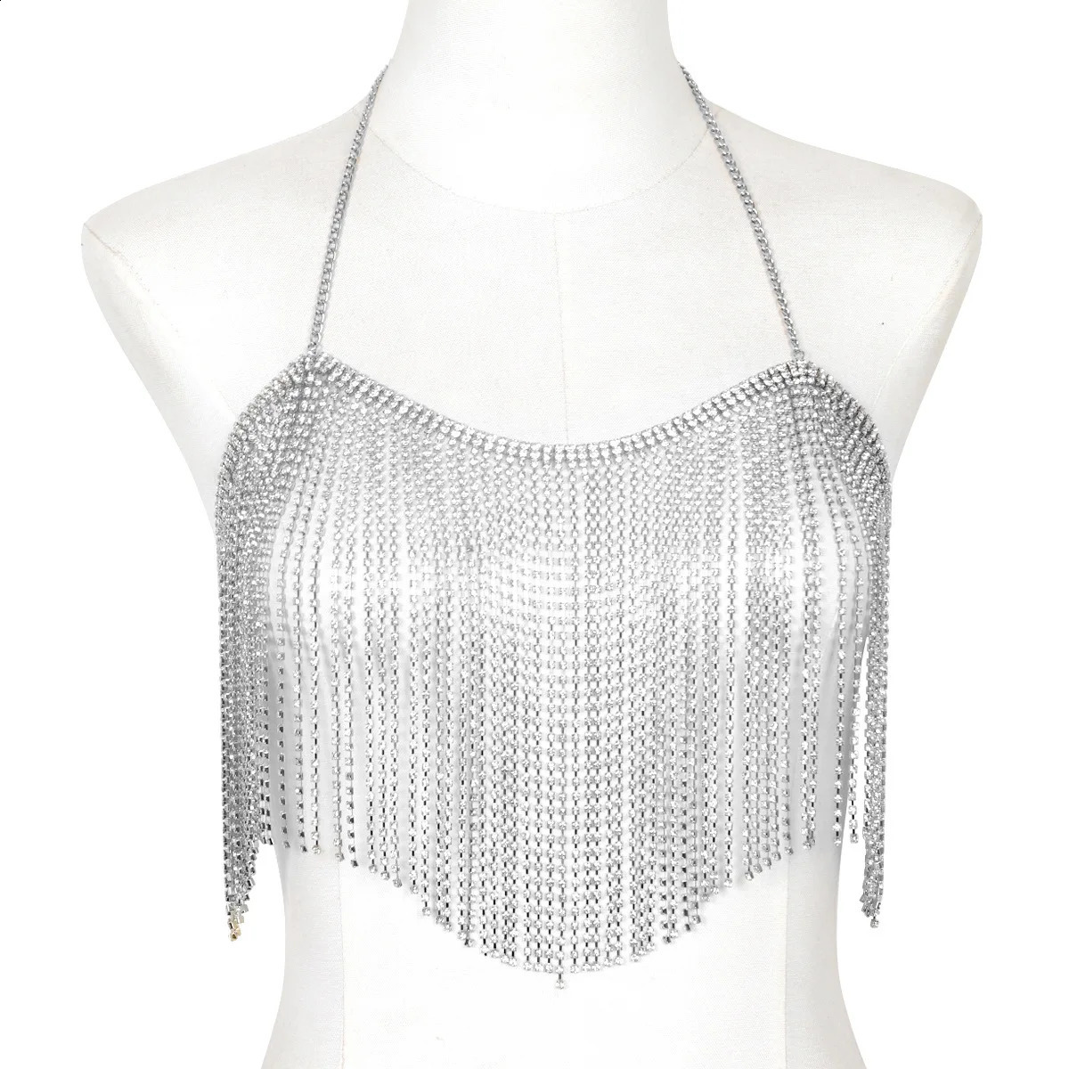 Trend In Tassels Hip Hop Style Rhinestone Chest Chain Nightclub Womens Body Chain Jewelry 241227